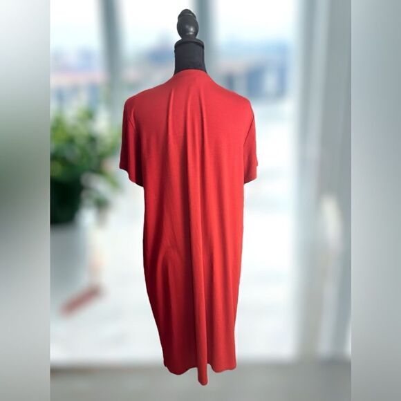 EILEEN FISHER Viscose Jersey Split Neck Dress Mandarin Size M - Picture 7 of 16